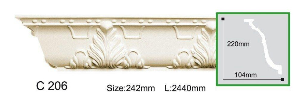 Карниз полиуретановый с орнаментом Gaudi Decor C 206 Днепр - изображение 1