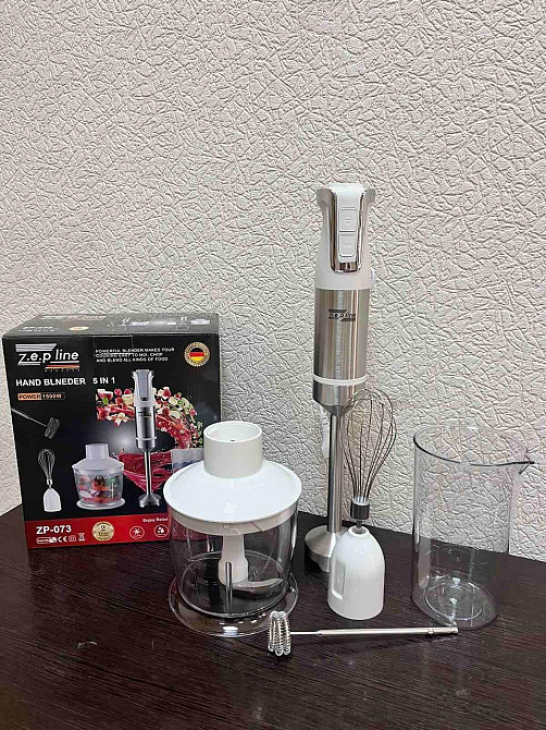 Занурювальний блендер Zepline ZP-073, 1500 Вт, 10 швидкостей, турбо, подрібнювач 600 мл, мірний стакан 700 мл, вінчик, білий Одеса - фото 2
