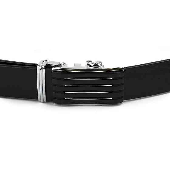 Ремень мужской с автоматической пряжкой полоска Черный (Vintage) Киев