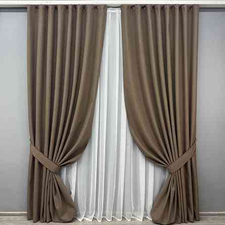 Комплект готовых штор VR-Textil Блэкаут двусторонний ASHEN NIGHT № 1854ш Коричневый 100х270 см 2 шт (31-0015) Киев