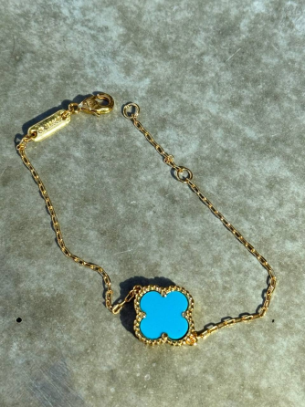 Van Cleef набір - сережки, підвіска, браслет, кільце / блакитна емаль / лимонне золото AU 750 Одеса