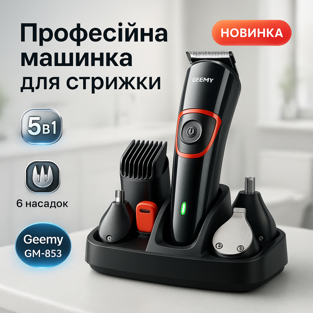 Малошумная машинка для стрижки волос, Многофункциональный триммер для стрижки волос и бороды UF-41 Львов - изображение 19