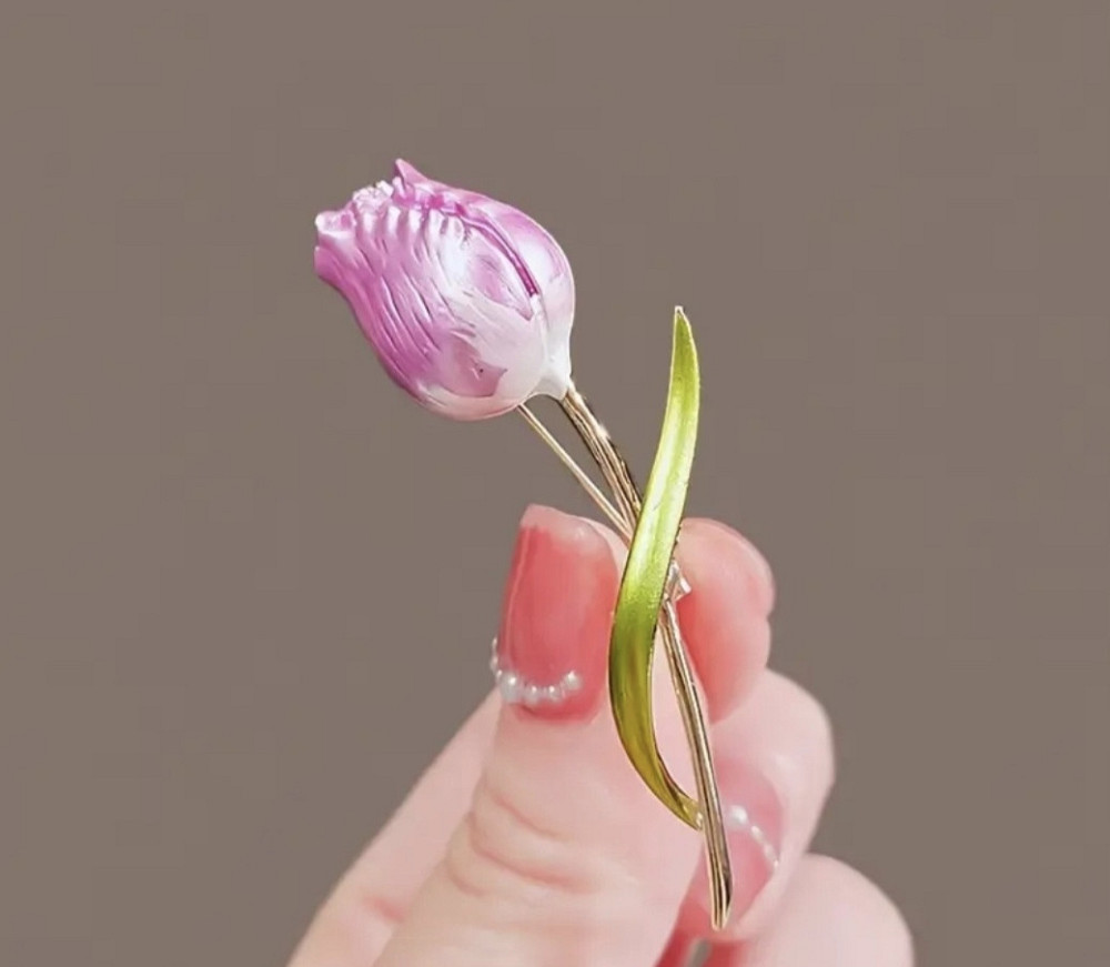 Брошка "Тюльпан" Білий Сміла - фото 1