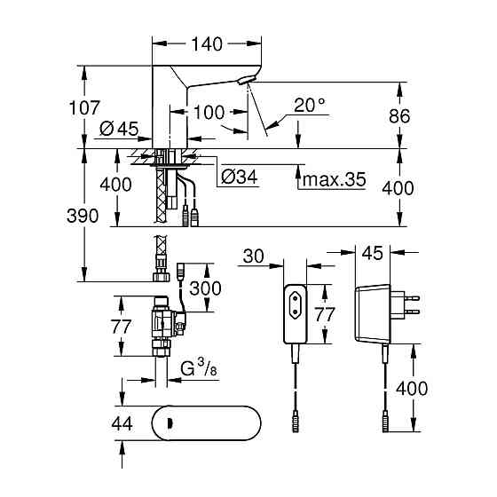 Змішувач безконтактний для раковини Grohe Euroeco Cosmopolitan E 36269000 Київ