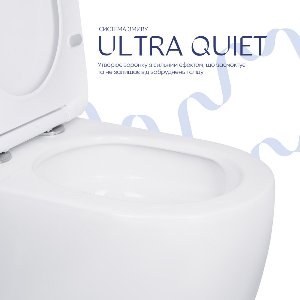 Унітаз-компакт Qtap Robin Ultra Quiet безобідковий із сидінням Soft-close QT13226089AW Київ - фото 14
