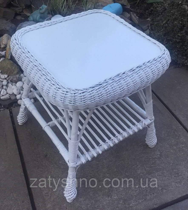 Білий стіл плетений журнальний Київ - фото 2