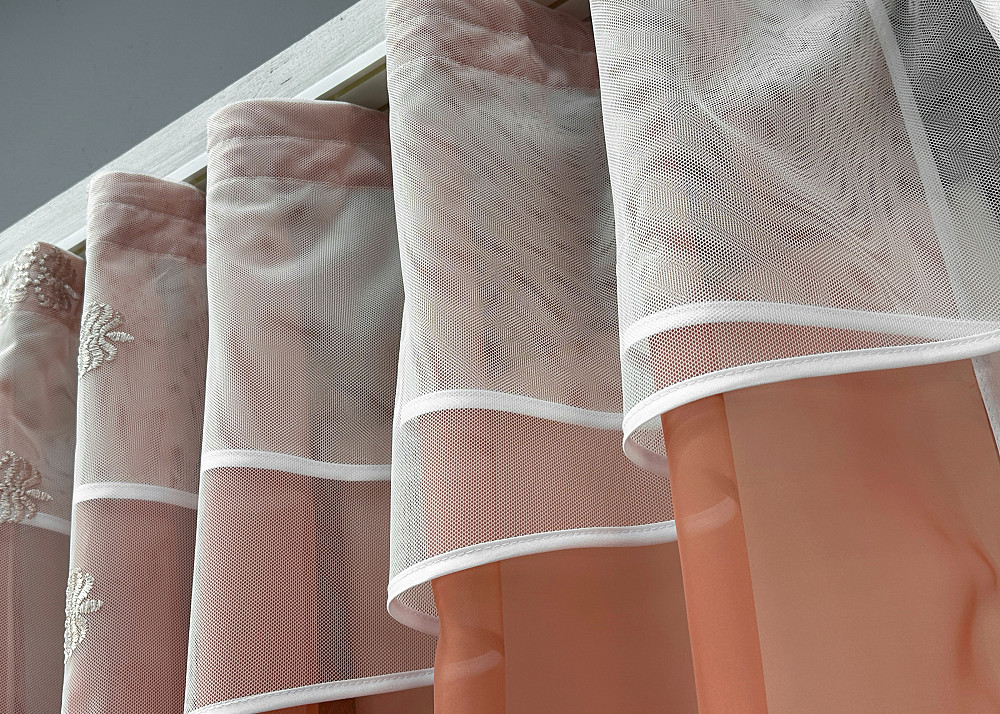 Кухонні штори VR-Textil № 091к з ламбрекеном і підв'язками теракотовий з молочним 280х170 см (52-1190) Київ - фото 6