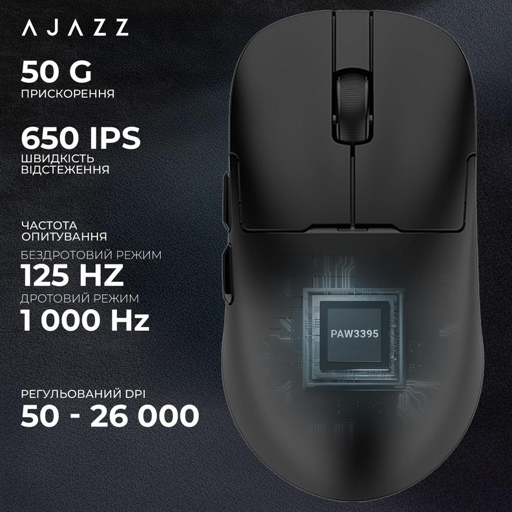 Миша бездротова Ajazz AJ159Pro Black (AJ159-PRO-B) ( Чорний ) Харків - фото 8