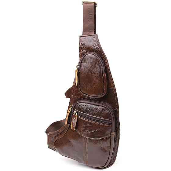 Сумка для мужчин с большим количеством карманов из натуральной кожи Vintage 22956 Коричневый Киев