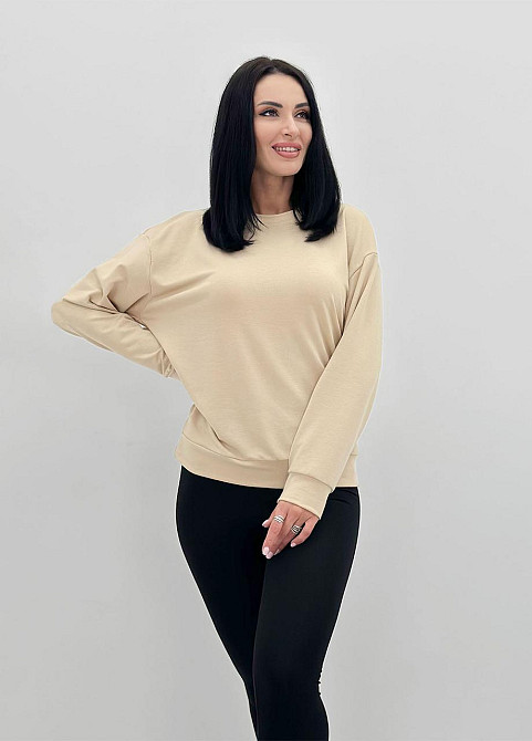 Базовий світшот з двонитки "Kaplan" оптом | Норма і батал 42-44, Бежевий Київ - фото 3