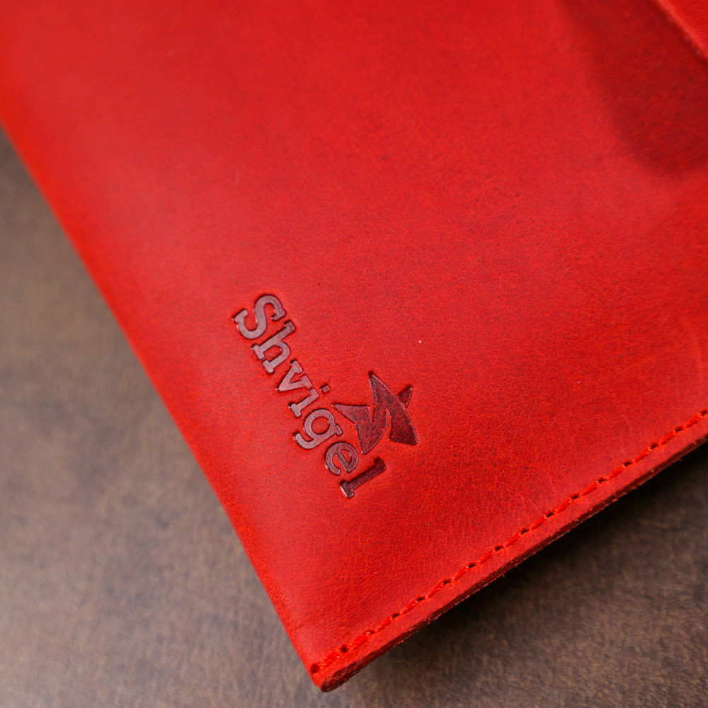 Жіноча вінтажна шкіряна тревел-косметичка Shvigel 16427 Червоний Київ - фото 10