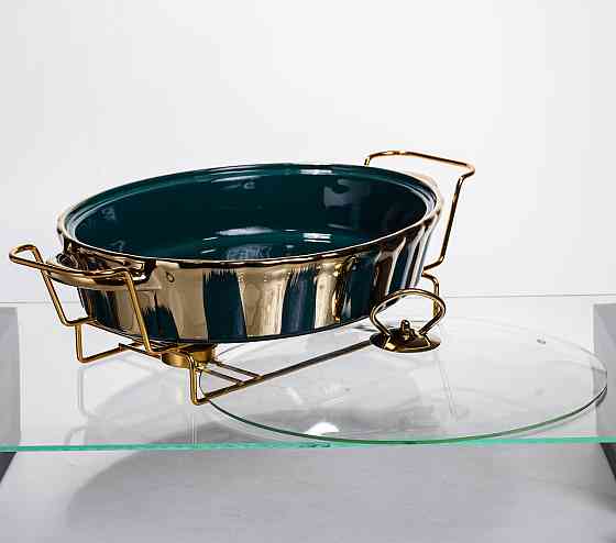 Овальный фарфоровый мармит с подогревом, 2 литра Киев