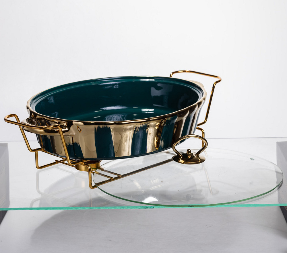 Овальный фарфоровый мармит с подогревом, 2 литра Киев - изображение 1