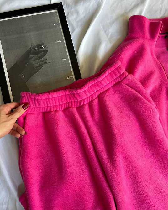 Женский теплый прогулочный костюм: кофта и брюки двусторонний флис Розовый, 42/46 Одесса - изображение 4