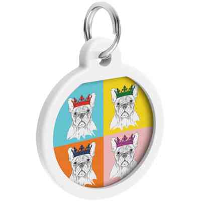 Адресник для животных WAUDOG Smart ID с QR паспортом "Французский бульдог", круг 25 мм (0625-0209) Винница