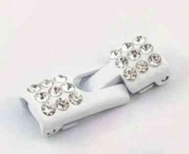 Застібка на шнурки для взуття металева зі стразами Білий 2 шт Смела