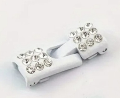 Застібка на шнурки для взуття металева зі стразами Білий 2 шт Смела - изображение 3