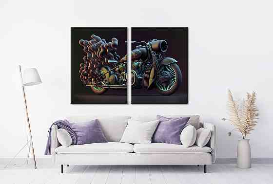 Модульна картина у вітальню/ спальню Крутий Мотоцикл TLV-2_139 90x132 см Київ