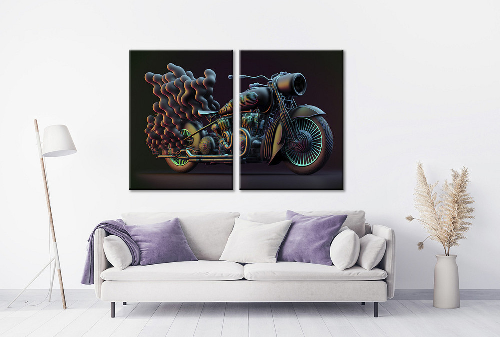 Модульна картина у вітальню/ спальню Крутий Мотоцикл TLV-2_139 90x132 см Київ - фото 2