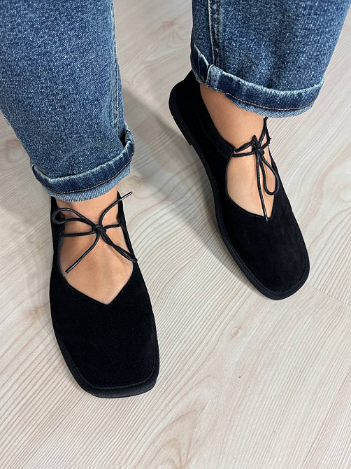 Балетки женские Meideli 0109-10 Mary Jane со шнурком натуральная замша черные, 40, 25,5 см Киев - изображение 7