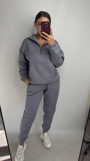 Флісовий спортивний костюм зі змійкою Сірий XL-2XL Харків - фото 1