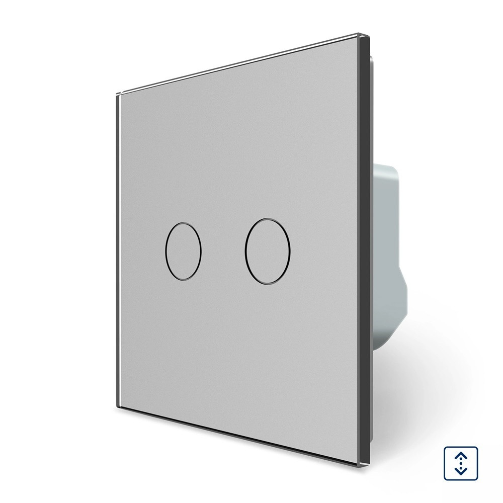 LIVOLO Сенсорний вимикач 2 сенсора для ролет штор воріт жалюзі Livolo сірий скло (VL-C702W-15) Коломия - фото 1