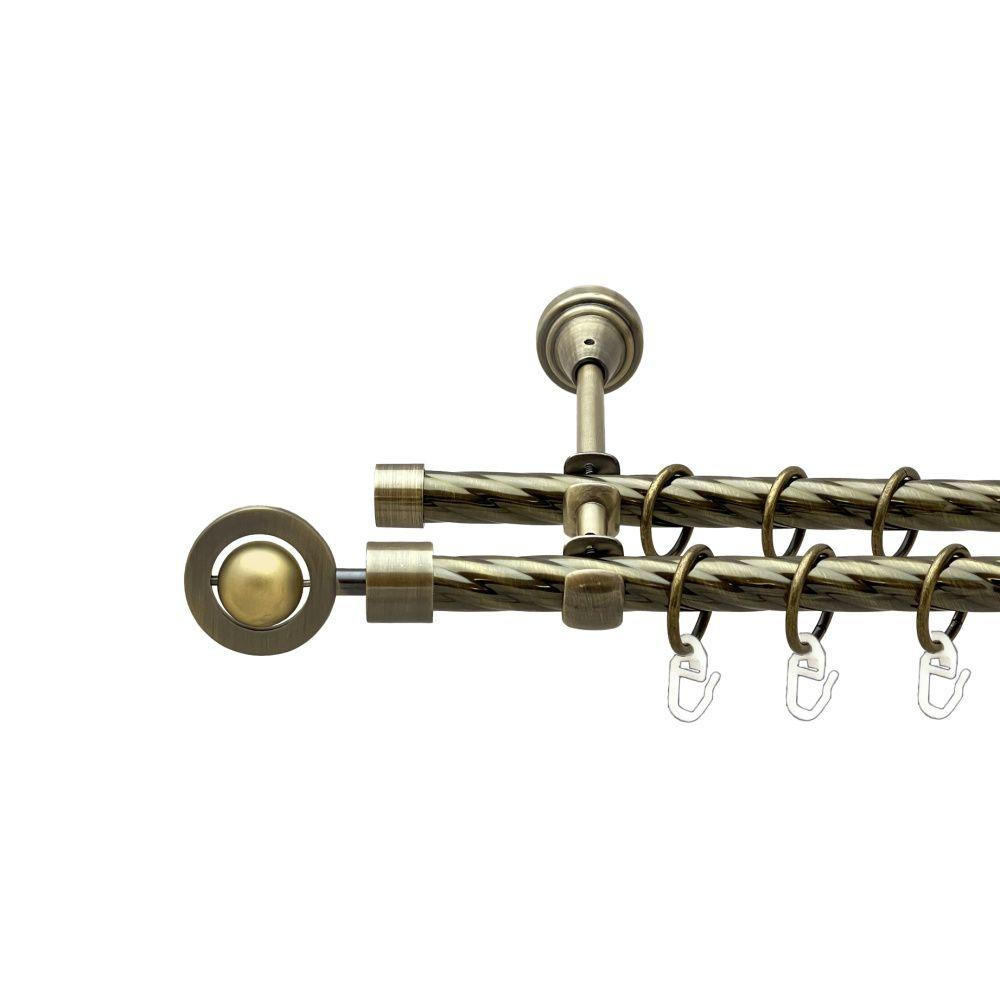 Карниз Orvit Пополо Комбінований металевий дворядний відкритий скручена труба кільце металеве Антик 16\16 мм 300 см (00-00022508) Львів - фото 1