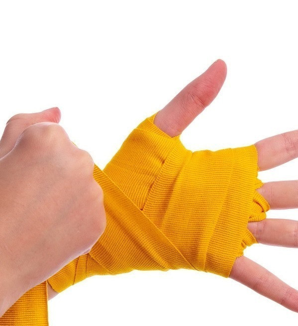 Боксерські бинти для рук PowerSystem Boxing Wraps жовті 4 метри Київ - фото 5