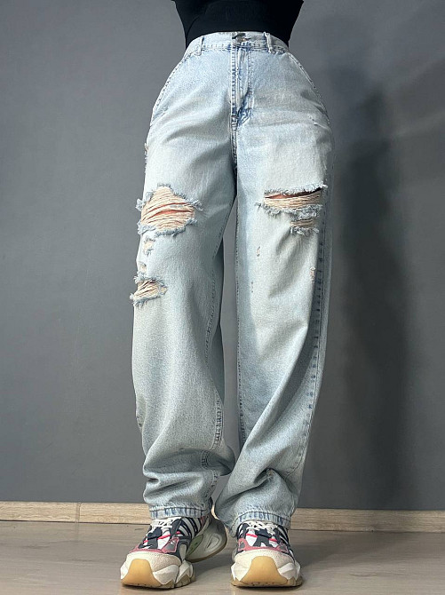 Джинси жіночі Its Basic 2952-1-12 skater jeans широкі рвані блакитні, блакитний, 36, 36, 75 см, 103 см Київ - фото 9