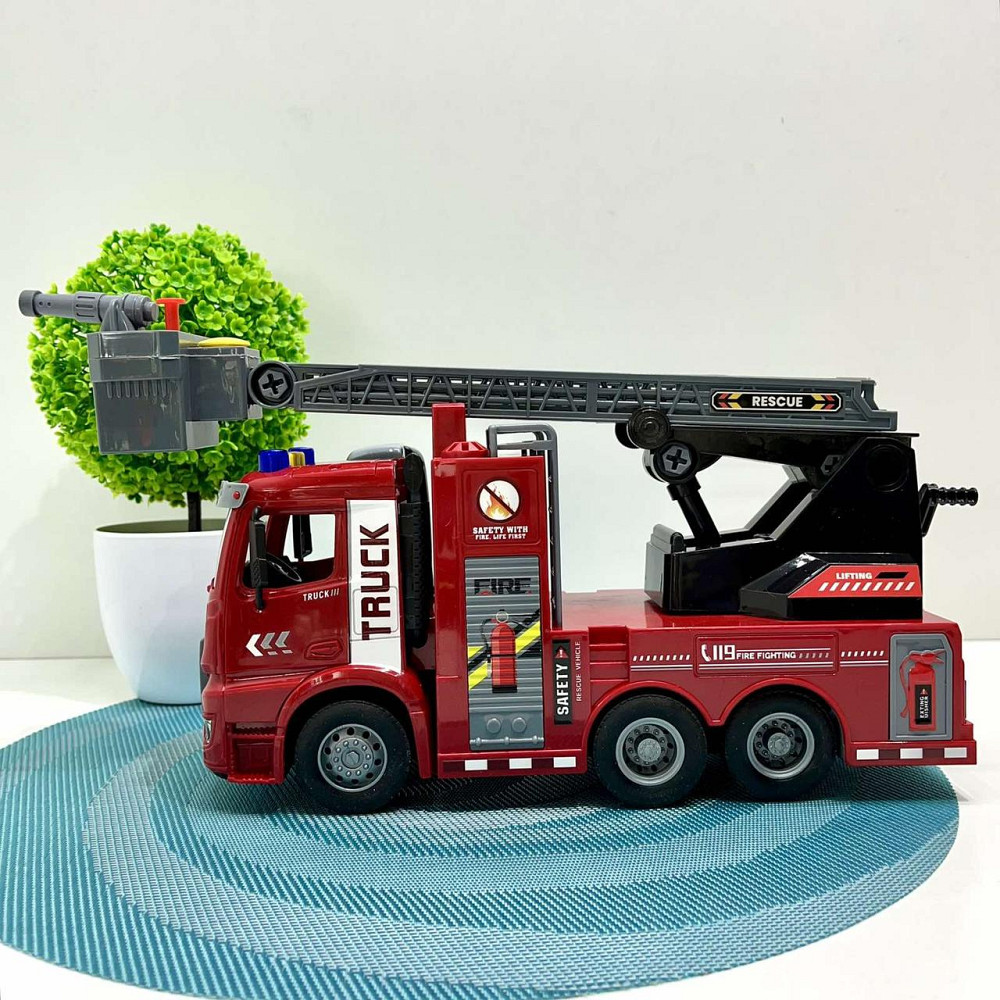 Спецтехніка Пожежна машина звук підсвічування механічний розбризкувач води кран рухомі деталі інерція Червоний (ZH 812-6) Чернигов - изображение 10