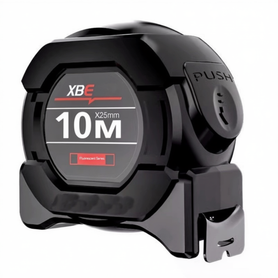 Рулетка строительная измерительная 10м, с метрической светящейся шкалой с автоматическим замком, противоударная черная Каменец-Подольский