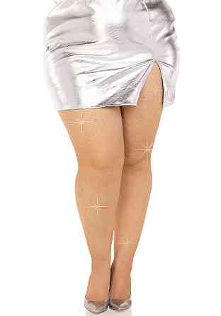 Колготки Leg Avenue Rhinestone micro net tights Plus size Caramel, мелкая сетка, стразы Sex Aura Киев