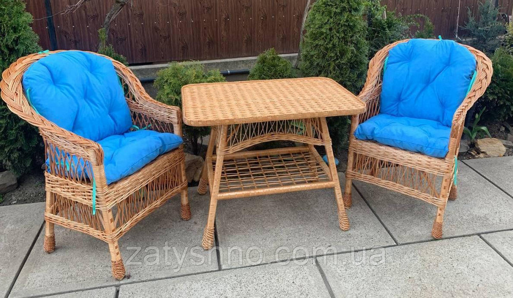 Меблі плетені садові з бірюзовими накидками Київ - фото 5
