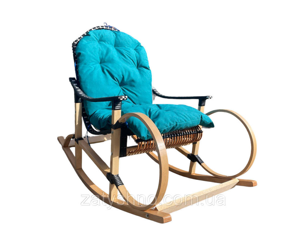 Крісло гойдалка з блакитною подушкою Київ - фото 6