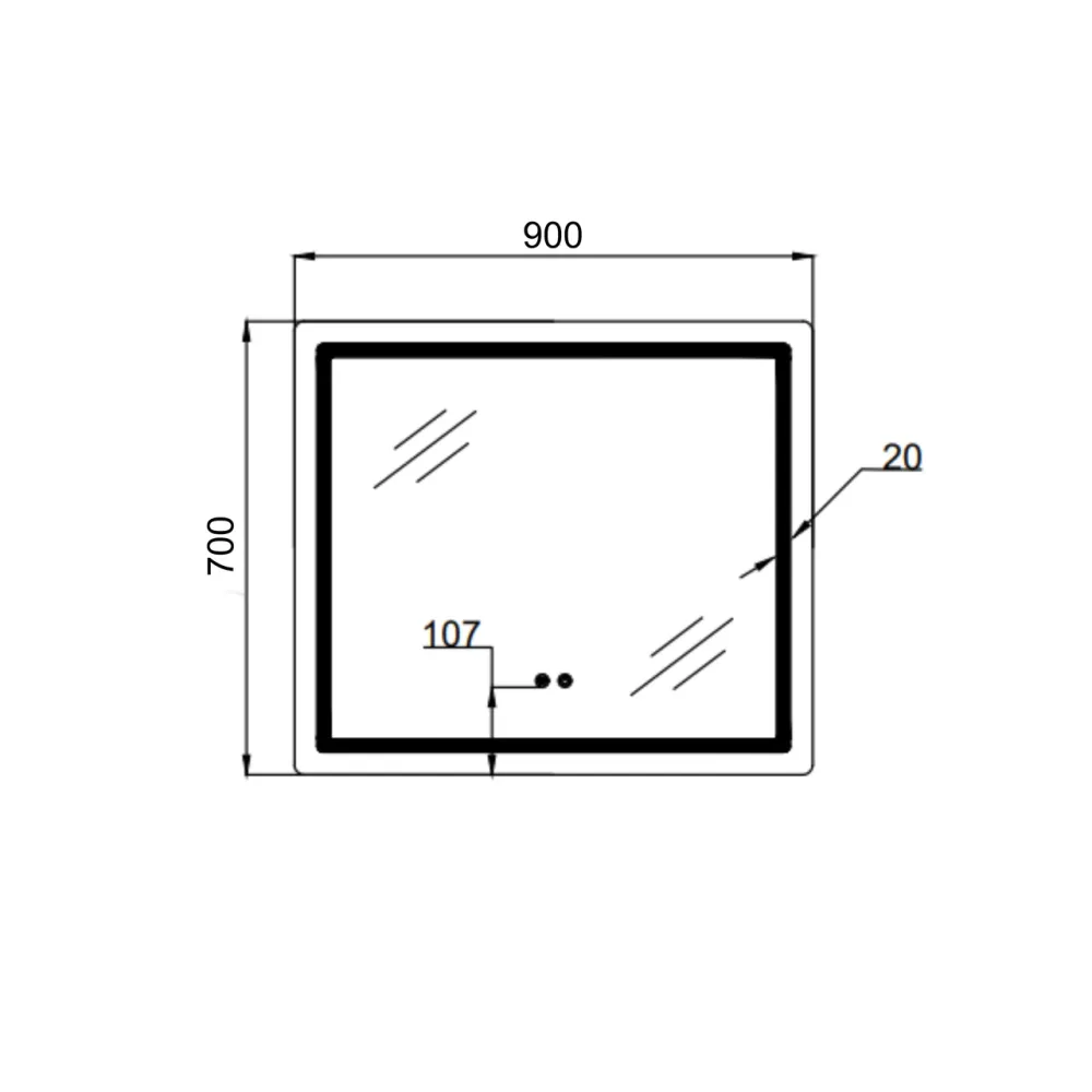 Дзеркало Qtap Mideya (MI2) 900х700 з LED-підсвіткою Touch, з антизапотіванням, з димером, рег. яскравості QT2078NCF9070 Київ - фото 8