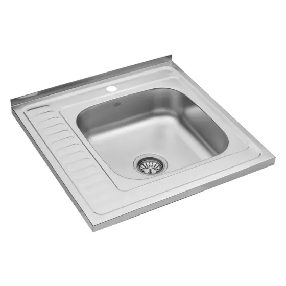 Кухонная мойка накладная с нержавеющей стали Kroner KRP Dekor - 60х60 R  (0.6 мм) Киев