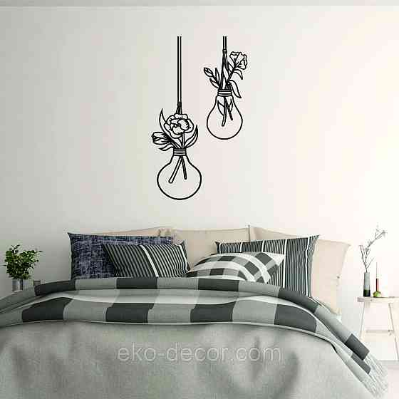 Декоративне настінне Панно «Лампочки», Декор на стіну 110*64 см, Чорний Київ