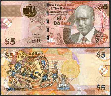 Багами / Bahamas 5 dollar 2007 Pick 72 UNC Полтава