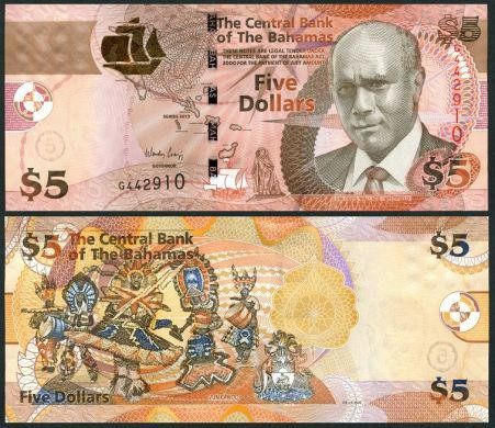 Багами / Bahamas 5 dollar 2007 Pick 72 UNC Полтава - фото 1