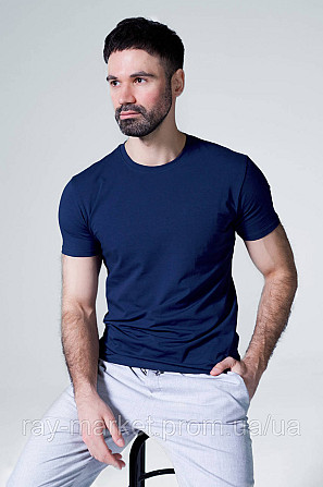 Футболка базова Ray Premium Fit чоловіча темно-синя (U0102-Navy Blue) 3XL Київ - фото 5