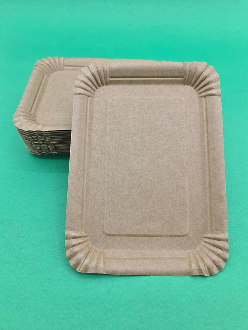 Тарелка бумажная прямоугольная 210*150 мм Крафт   50шт (1 пачка) Харьков - изображение 1