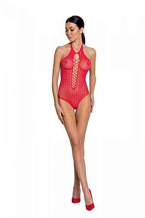 Бодістокінг з декольте Passion BS088 red, імітація корсетної шнурівки Sex Aura Київ