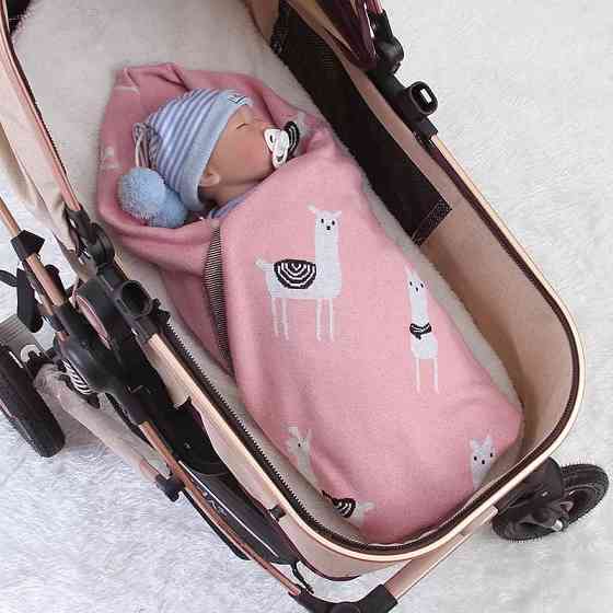 Плед Дитячий Lovely Svi Бавовна 80х100 см В'язаний Рожевий Лама (340821) Київ