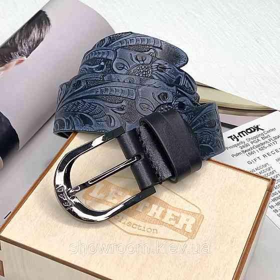 Женский кожаный ремень Leather Collection (7804) blue Киев