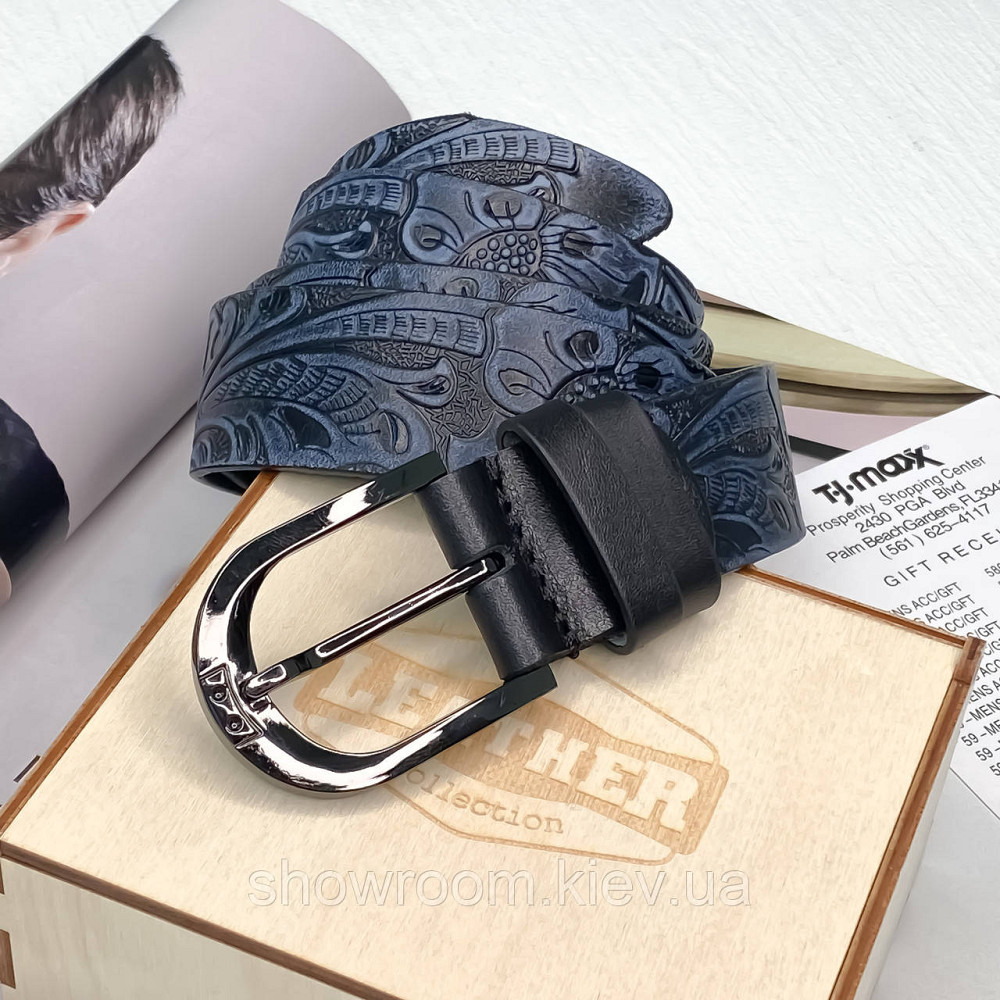 Жіночий ремінь шкіряний Leather Collection (7804) blue Київ - фото 2