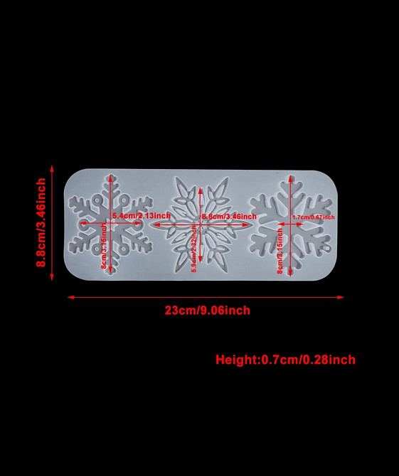 Молд новогодний Снежинки 230 на 88 мм серый Киев - изображение 3