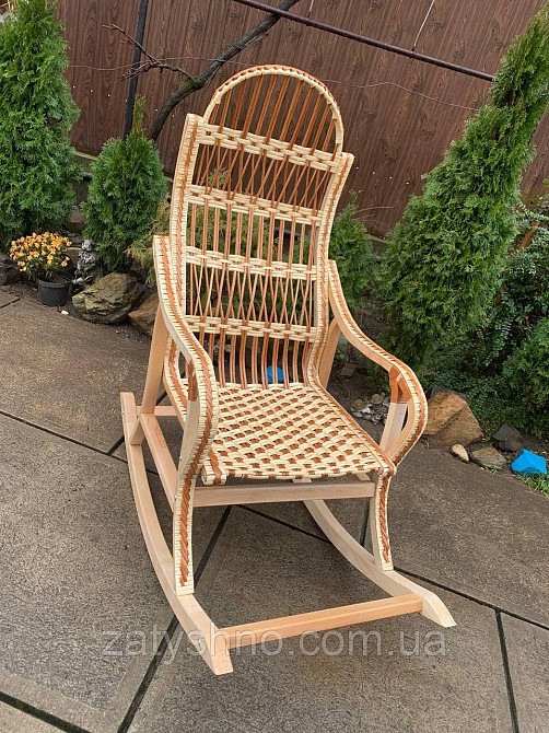 Плетеное белое кресло качалка (разборное) Киев - изображение 4