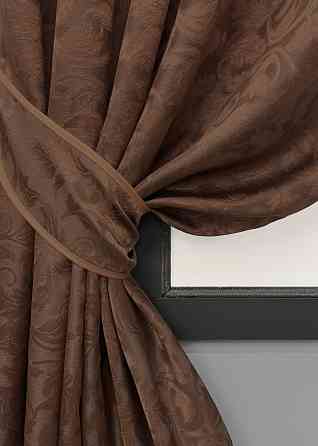 Комплект готових штор VR-Textil Жакард № 1088ш Коричневий 130х170 см 2 шт (35-0417) Київ