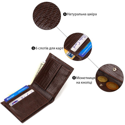 Портмоне Canpellini Из натуральной кожи Коричневое (21785) Винница - изображение 6