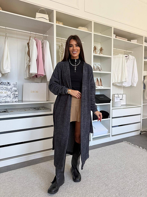 Жіночий затишний довгий кардиган з поясом Альпака Одеса - фото 7